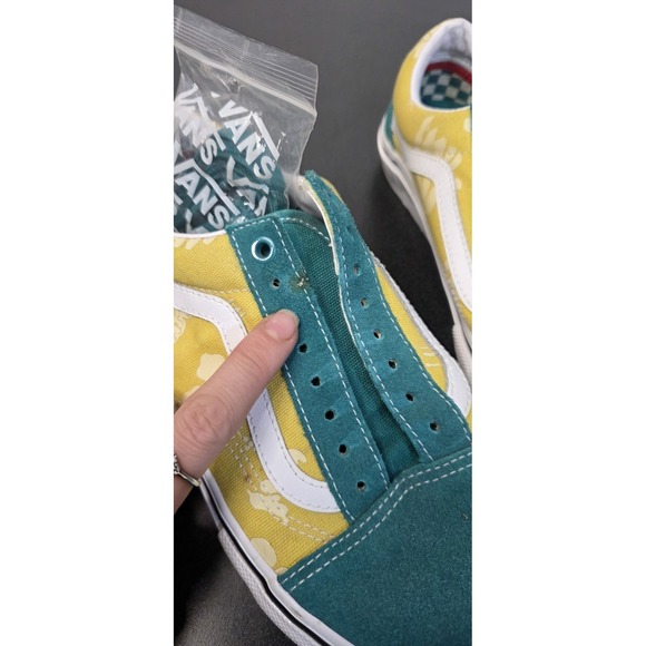 Vans Men 9 Skate Old Skool Aloha Leather Suede Canvas Sneaker Slip‎ On Green